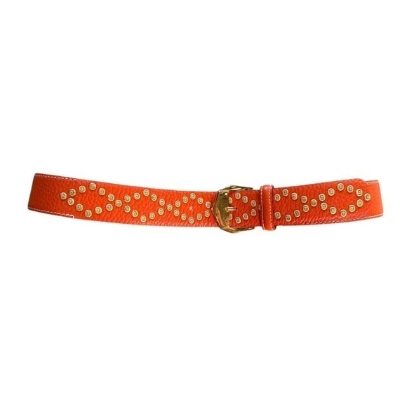 Orange Vita Nuova Italian Western style leather Studded Belt